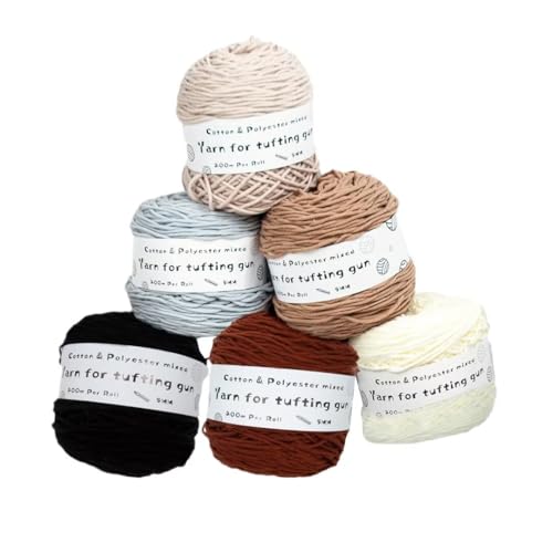 LSQXSS Rug Kits DIY Häkelgarn, professionelles Garn für Tuftingpistolen, Mischgarn aus Baumwolle und Polyester, 6 x 458 g Garnknäuel, starke Zähigkeit, kein Ausbleichen, waschbar, 400 m pro Knäuel LSQXSS Rug Kits DIY Häkelgarn, professionelles Garn für Tuftingpistolen, Mischgarn aus Baumwolle und Polyester, 6 x 458 g Garnknäuel, starke Zähigkeit, kein Ausbleichen, waschbar, 400 m pro Knäuel von LSQXSS