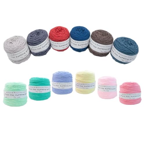 Tufting-Pistolengarn,strapazierfähiges Mischwollknäuel aus Polyester und Baumwolle,100g Strick-Häkel-Stickgarn,48 Farben getuftetes Garn,100 Meter pro Rolle,8-fädiges Garn zum Tuften von Teppichen von LSQXSS