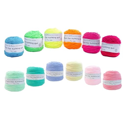 Tufting-Pistolengarn,strapazierfähiges Mischwollknäuel aus Polyester und Baumwolle,100g Strick-Häkel-Stickgarn,48 Farben getuftetes Garn,100 Meter pro Rolle,8-fädiges Garn zum Tuften von Teppichen von LSQXSS