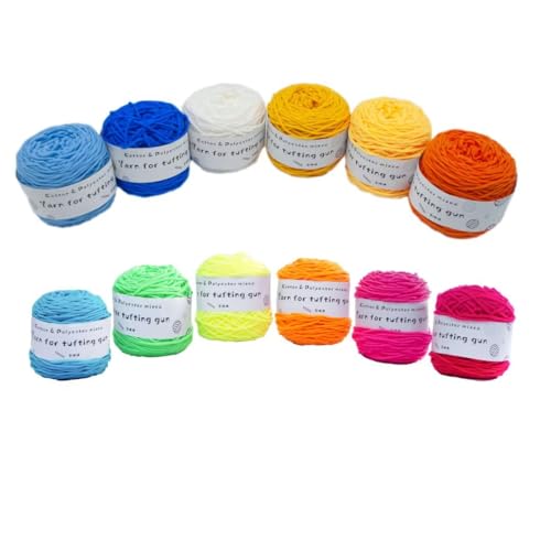 Tufting-Pistolengarn,strapazierfähiges Mischwollknäuel aus Polyester und Baumwolle,100g Strick-Häkel-Stickgarn,48 Farben getuftetes Garn,100 Meter pro Rolle,8-fädiges Garn zum Tuften von Teppichen von LSQXSS