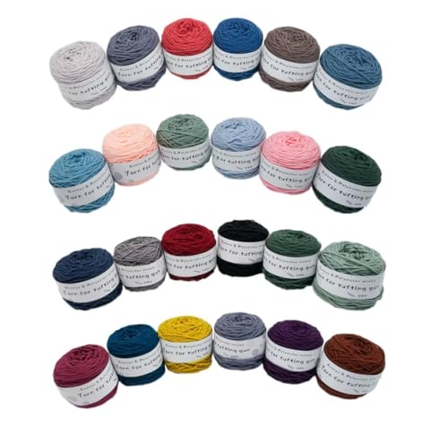Tufting-Pistolengarn,strapazierfähiges Mischwollknäuel aus Polyester und Baumwolle,100g Strick-Häkel-Stickgarn,48 Farben getuftetes Garn,100 Meter pro Rolle,8-fädiges Garn zum Tuften von Teppichen von LSQXSS