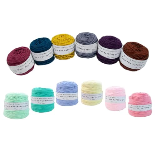Tufting-Pistolengarn,strapazierfähiges Mischwollknäuel aus Polyester und Baumwolle,100g Strick-Häkel-Stickgarn,48 Farben getuftetes Garn,100 Meter pro Rolle,8-fädiges Garn zum Tuften von Teppichen von LSQXSS
