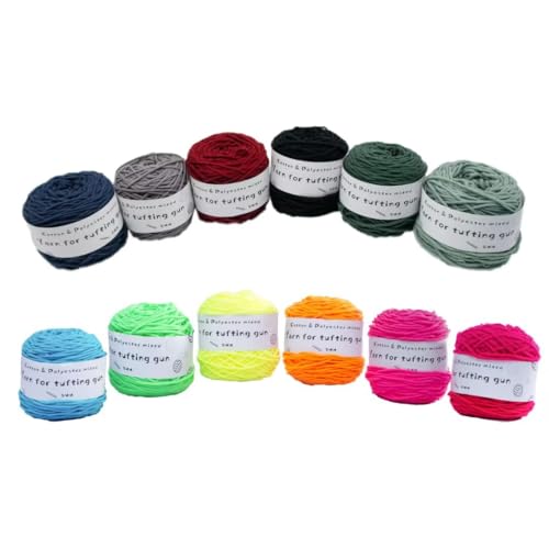 Tufting-Pistolengarn,strapazierfähiges Mischwollknäuel aus Polyester und Baumwolle,100g Strick-Häkel-Stickgarn,48 Farben getuftetes Garn,100 Meter pro Rolle,8-fädiges Garn zum Tuften von Teppichen von LSQXSS