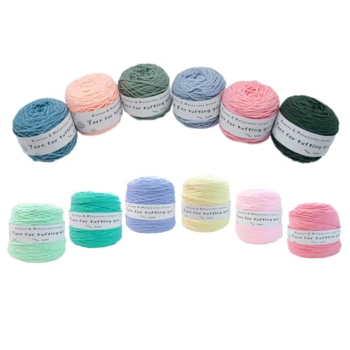 Tufting-Pistolengarn,strapazierfähiges Mischwollknäuel aus Polyester und Baumwolle,100g Strick-Häkel-Stickgarn,48 Farben getuftetes Garn,100 Meter pro Rolle,8-fädiges Garn zum Tuften von Teppichen von LSQXSS