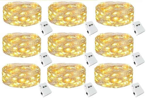 LED Mini Lichterkette mit Batterie, 9x20er Micro Lichterkette außen Batterie, 2M DIY kleine Lichterketten Wasserdicht fürParty, Garten, Weihnachten, Halloween, Hochzeit, Beleuchtung Deko (Warm weiß) LED Mini Lichterkette mit Batterie, 9x20er Micro Lichterkette außen Batterie, 2M DIY kleine Lichterketten Wasserdicht fürParty, Garten, Weihnachten, Halloween, Hochzeit, Beleuchtung Deko (Warm weiß) von LSUO BAOFU