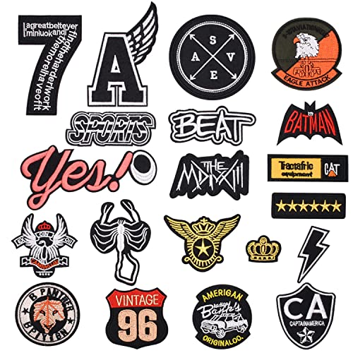 20 Stück Preppy-Stickerei-Patches für Kleidung, DIY-Zubehör, Stoffflicken zum Aufbügeln, Stickapplikation für Reparaturen und Verzieren von Rucksäcken (verschiedene Muster) von LSYYSL