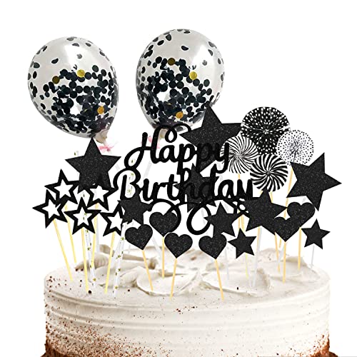 29 Stück schwarze Geburtstagstortenaufsätze, schwarze Themen-Kuchenaufsätze, alles Gute zum Geburtstag-Kuchenaufsätze, funkelnde Sterne, Kuchenaufsätze, Tortenaufsätze für Hochzeit, Geburtstagsfeier 29 Stück schwarze Geburtstagstortenaufsätze, schwarze Themen-Kuchenaufsätze, alles Gute zum Geburtstag-Kuchenaufsätze, funkelnde Sterne, Kuchenaufsätze, Tortenaufsätze für Hochzeit, Geburtstagsfeier von LSYYSL