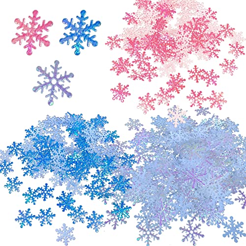900 Stück 2 cm Schneeflocken-Konfetti, Konfetti werfen, Weiß, Rosa, Blau, künstliche Schneeflocken, DIY-Handwerk, geeignet zum Dekorieren von Hochzeiten, Geburtstagsfeiern, Weihnachten von LSYYSL