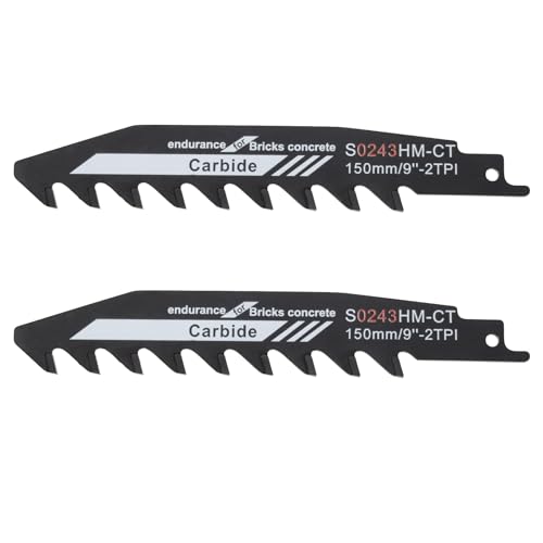LT Easiyl 2 Stück Säbelsägeblätter S0243HM-CT Sägeblatt für Porösen Beton, Sägeblatt-Set, Schneiden von Holz, Zement, Ziegel, 152 Mm, 2TPI LT Easiyl 2 Stück Säbelsägeblätter S0243HM-CT Sägeblatt für Porösen Beton, Sägeblatt-Set, Schneiden von Holz, Zement, Ziegel, 152 Mm, 2TPI von LT Easiyl