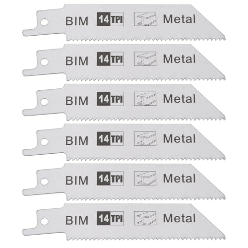 LT Easiyl Säbelsägeblätter, 100 mm, 14 TPI Bi-Metall-Säbelsägeblatt, 1/5-Zoll-Schaft, Metallschneidblätter, kompatibel mit Bosch, 6 Stück LT Easiyl Säbelsägeblätter, 100 mm, 14 TPI Bi-Metall-Säbelsägeblatt, 1/5-Zoll-Schaft, Metallschneidblätter, kompatibel mit Bosch, 6 Stück von LT Easiyl