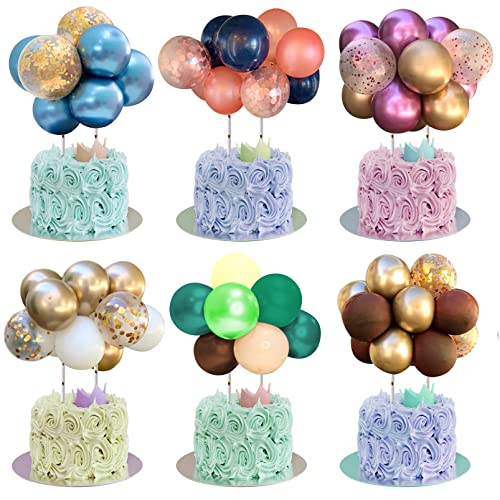 60 Stück Ballon-Kuchenaufsatz, Geburtstagstortendekoration, bunte Latex-Ballon, Geburtstagswolke, Konfetti, Mini-Ballon, Party Kuchen Dekor-Zubehör für Kinder, Mädchen, Jungen von LTHERMELK