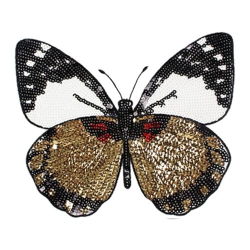 Aufnäher zum Aufnähen oder Aufnähen, bunte Pailletten, Schmetterlingsaufnäher, bestickte Perlenapplikationen, für Kleidung, T-Shirts, Jeans, Jacken, Handtaschen, dekorativ (Schmetterling) von LTHTX