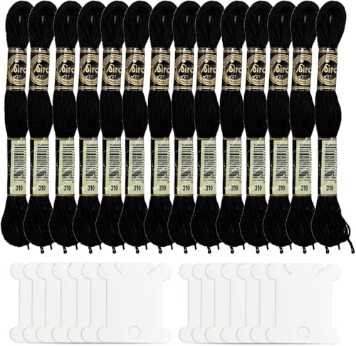 14 schwarze Premium-Sticktwist aus reiner Baumwolle, Premium-Knäuel, Kreuzstich-Sticktwist für Kunst und Handwerk 14 schwarze Premium-Sticktwist aus reiner Baumwolle, Premium-Knäuel, Kreuzstich-Sticktwist für Kunst und Handwerk von LTISHABILTD