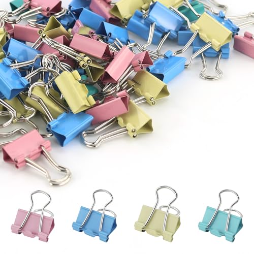 Mini-Binder-Clips, Metall-Binder-Clips, kleine Bulldoggen-Clips, bunte Foldback-Clips, Büroklammern für Zuhause, Schule, Büro, 15 mm, 60 Stück von LTISHABILTD