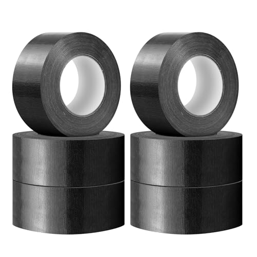 LTPAG 6 Rollen Panzertape Extra Stark, 5cm x 25m Wasserdichtes Reparaturband für Innen & Außen Gewebeverstärktes Reparaturband, Klebeband Handreißbar für Verbinden Abdichten Bündeln (Schwarz) von LTPAG