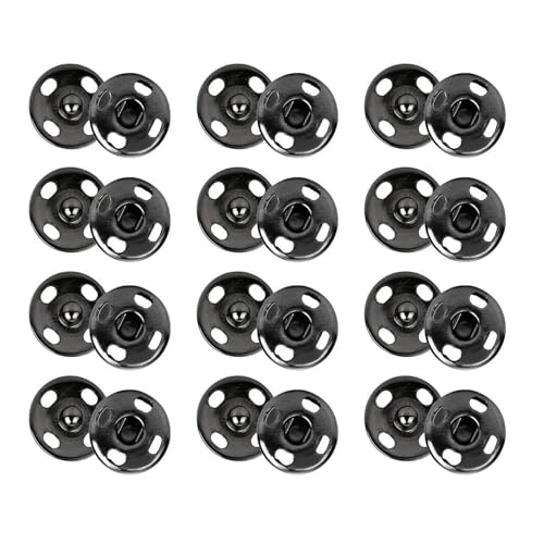 24 Sets Druckknöpfe-Set, Metall-Druckknopf-Verschlüsse, sichere Druckknöpfe für Handtaschen und Kleidung, einfaches Aufnähen für Stoff und wichtige Nähutensilien in klassischem Schwarz 24 Sets Druckknöpfe-Set, Metall-Druckknopf-Verschlüsse, sichere Druckknöpfe für Handtaschen und Kleidung, einfaches Aufnähen für Stoff und wichtige Nähutensilien in klassischem Schwarz von LTSVBO