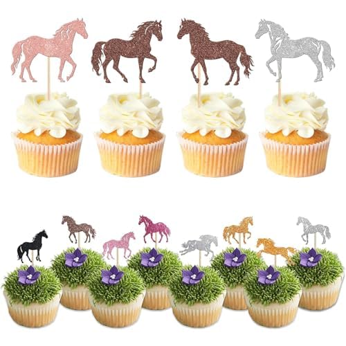 32 Stück Pferde Geburtstagsdeko Cake Toppers, Cupcake Picks mit Tiermotiv, Perfekt für Pferderennen Partys und Reitsport Events, Wiederverwendbare Party,Dekoration aus stabilem Kunststoff 32 Stück Pferde Geburtstagsdeko Cake Toppers, Cupcake Picks mit Tiermotiv, Perfekt für Pferderennen Partys und Reitsport Events, Wiederverwendbare Party,Dekoration aus stabilem Kunststoff von LTSVBO