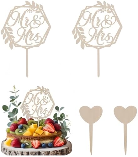 4 Stück Cake Topper Hochzeit Holz, Inklusive "Mr & Mrs" Tortenstecker, personalisierbarer Herz Cake Topper und eleganten Schriftzügen, Perfekt für Hochzeiten, Hochzeitstage und romantische Feiern 4 Stück Cake Topper Hochzeit Holz, Inklusive "Mr & Mrs" Tortenstecker, personalisierbarer Herz Cake Topper und eleganten Schriftzügen, Perfekt für Hochzeiten, Hochzeitstage und romantische Feiern von LTSVBO