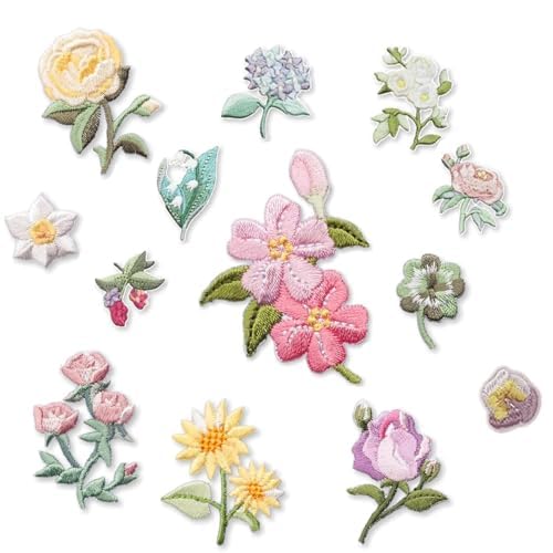 13 Stück hochwertige bestickte Bügel Patches, Blumenmotive und vielfältige Designs zum einfachen Aufbügeln auf Jeans, Hemden und Taschen, Perfekte DIY Verzierungen für individuelle Mode Update 13 Stück hochwertige bestickte Bügel Patches, Blumenmotive und vielfältige Designs zum einfachen Aufbügeln auf Jeans, Hemden und Taschen, Perfekte DIY Verzierungen für individuelle Mode Update von LTSVBO