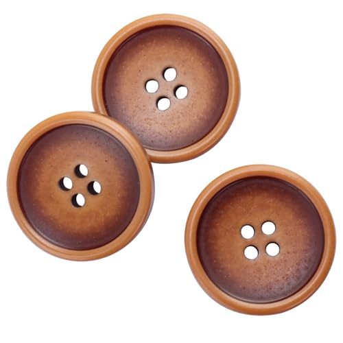 LTWHOME INOTIONSTYLE Ökologische Knöpfe aus Recycelmaterial 25mm/40L 4-Loch-Knöpfe für Vintage-Mäntel Braun 18 Stück ADS13113FK LTWHOME INOTIONSTYLE Ökologische Knöpfe aus Recycelmaterial 25mm/40L 4-Loch-Knöpfe für Vintage-Mäntel Braun 18 Stück ADS13113FK von LTWHOME
