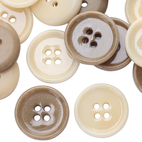 LTWHOME INOTIONSTYLE Premium 4-Loch Elfenbein-Nuss-Knopf 15mm (2er-Set Beige/Taupe) für Pullover & Cardigans, 72 Stück JDT0831K von LTWHOME