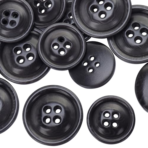LTWHOME INOTIONSTYLE Premium Knopf-Set 20/25mm 4-Loch Elfenbein-Nuss-Knopf für Herrenmäntel & Nähzubehör in Grau, 48 Stück JADS00691K von LTWHOME