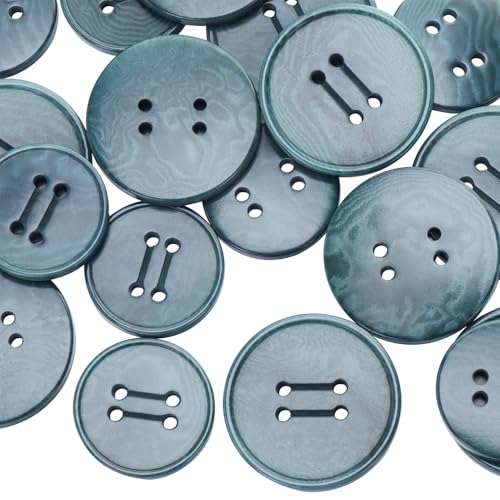 LTWHOME INOTIONSTYLE Premium Knopf-Set 20/25mm 4-Loch Elfenbein-Nuss-Knopf für Übermäntel Dunkelblau 48 Stück JADS00629K von LTWHOME