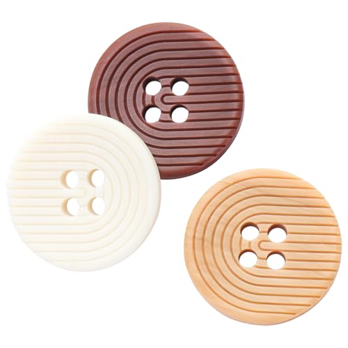 LTWHOME INOTIONSTYLE Recyceltes Knopfset – Ökologisch & Nachhaltig 20mm/32L 3 Farben 4-Loch-Knöpfe für Pullover Beige Khaki Braun 18 Stück ADS13140K von LTWHOME