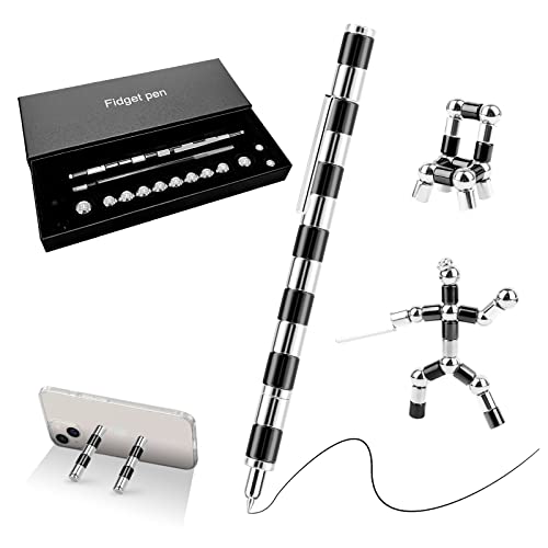 Magnetischer Kugelschreiber Fidget Pen, Lustig Multifunktions Magnetstift mit Stylus Stift voll Kreativität und Stressabbau Geschenk für Papa Männer Frauen Kinder Jugendliche Schwarz Silber- 13 Ringe Magnetischer Kugelschreiber Fidget Pen, Lustig Multifunktions Magnetstift mit Stylus Stift voll Kreativität und Stressabbau Geschenk für Papa Männer Frauen Kinder Jugendliche Schwarz Silber- 13 Ringe von LTZGO