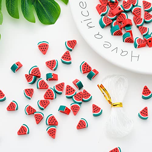 100 Stück Wassermelone Polymer Clay 10 mm Abstandshalter Perlen für Frauen Schmuckherstellung DIY Armband Halskette Ohrring Kit (Wassermelone) von LUBINGSHINE