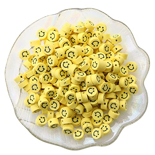 100 Stück gemischte Polymer-Ton-Abstandshalter für Frauen, Schmuckherstellung, Armband, Halskette, Haarspange, Zubehör (gelbes Lächeln) von LUBINGSHINE