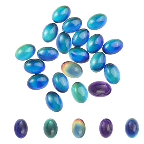 Ovale Glas-Cabochon-Stimmungsperlen, wechselnde Farbe, Stimmungsanhänger, flache Rückseite, lose Perlen ohne Loch, für Schmuckherstellung, Ornamente, oval, 12 x 16 mm, 20 Stück von LUBINGSHINE