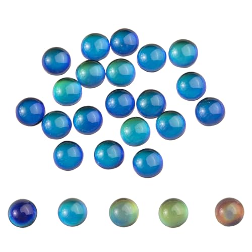 Runde Glas-Cabochon-Stimmungsperlen, wechselnde Farbe, Stimmungsanhänger, flache Rückseite, lose Perlen, kein Loch, für Schmuckherstellung, Ornamente, rund, 8 mm, 20 Stück Runde Glas-Cabochon-Stimmungsperlen, wechselnde Farbe, Stimmungsanhänger, flache Rückseite, lose Perlen, kein Loch, für Schmuckherstellung, Ornamente, rund, 8 mm, 20 Stück von LUBINGSHINE