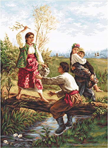Luca-S B559 Durch das Mauerwerk Kreuzstichset, Baumwolle, mehrfarbig, 38x52cm von LUCAS