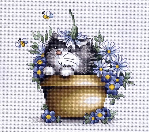 Luca-S Kätzchen in Blumen Kreuzstichset, Baumwolle, Mehrfarbig, 16x15,5cm Luca-S Kätzchen in Blumen Kreuzstichset, Baumwolle, Mehrfarbig, 16x15,5cm von LUCAS
