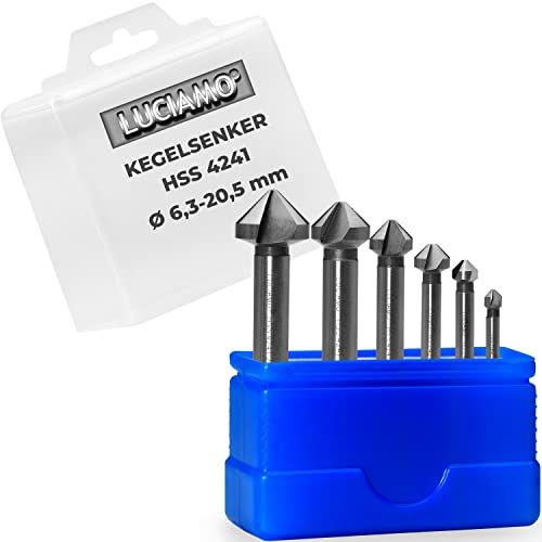 LUCIAMO 6 Stück 90° Profi Senker Set HSS 4241 - für Holz, NE-Metall und Kunststoff - ein Muss für jeden Werkzeugkasten! LUCIAMO 6 Stück 90° Profi Senker Set HSS 4241 - für Holz, NE-Metall und Kunststoff - ein Muss für jeden Werkzeugkasten! von LUCIAMO