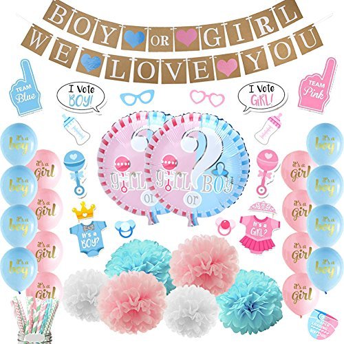 LUCK COLLECTION Baby Shower Party Dekorationen Jungen oder Mädchen Geschlecht offenbaren Party Supplies 84 Pack von Kreatwow