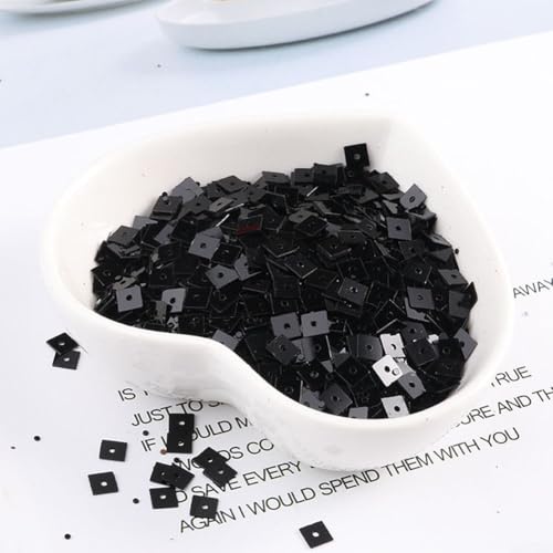 Mesoporous 5 mm quadratische PVC-Pailletten für DIY-Kleidungszubehör, leicht und für lange Haltbarkeit (schwarz) von LUCKCDUO
