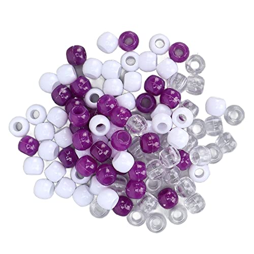 Haarperlen, Haardreadlocks Perlen Perlen für Armbänder 100pcs Bunte Flechtenzubehör für Haare und Bartdekoration (Weiß und lila transparent) von LUCKDANO