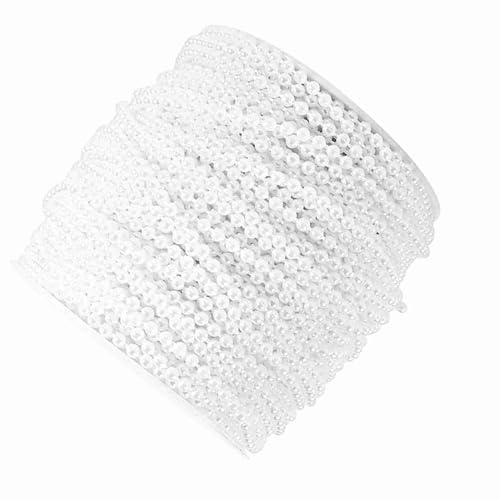 LUCKDANO 3mm Traumhafte Perlenstraße Perlen Kette Girlande Hochzeitsdekoration Mittelstücke für DIY -Handwerk (WHITE) von LUCKDANO