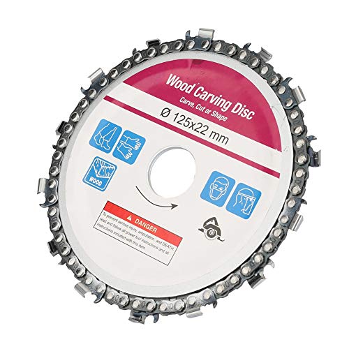 LUCKDANO 4-Zoll/5-Zoll-Winkelschleiferscheibe 22-Zahn-Plattenkettensägen-Holzschnitzwerkzeug mit Schalldämpferloch und Schwarze Klammern für Holzlampen-Aluminium-Legierungspunkte (5 Zoll 125 mm) von LUCKDANO