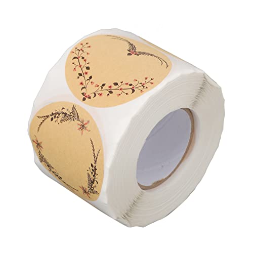 LUCKDANO 500 Stück Etikettenaufkleber Kraftpapierrolle Aufkleber Etiketten für DIY Selbstklebende Runde Tags Aufkleber Aufkleber für DIY Parfüm Geschenkbox Aufbewahrungsflasche von LUCKDANO