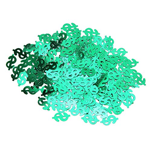 LUCKDANO Confetti Chips, Flower Confetti Graduation mit Dem Vielseitigen Wurf -Konfetti, Hergestellt aus PVC -Material PVC 60G Wurf für Tischdekorationen, DIY Projekte, (grünes Dollarzeichen) von LUCKDANO