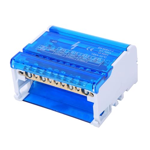 LUCKDANO DIN-Schienenbox, Erdungsanschlussanschlüsse 4-Level Einphasig 411 Klemmen Blockverteilungsbox DIN-Schiene für Elektrotechnik von LUCKDANO