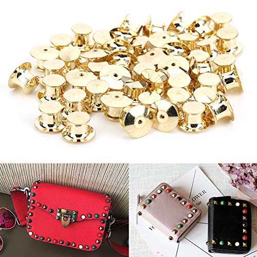 LUCKDANO Locking Pin Backs, Pin Backs Locking Bag Fastener Flat Hut Name Tags Buch Keeper 50pcs Brosche Stift Rücken 7 X 10mm (Golden) von LUCKDANO