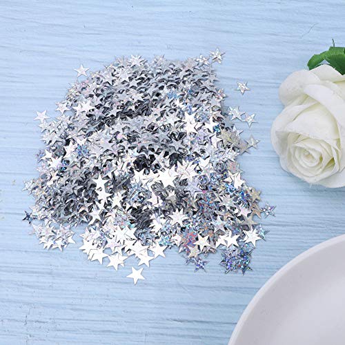 LUCKDANO Star Confetti, Tisch Konfetti Star Glitter Hochzeit Wurf- und Desktop -Display 4000 PCS Tisch Konfetti Sprinkles für Weihnachten, Hochzeit, Party, Babyparty, Geburtstagsfeier (SILVER) von LUCKDANO