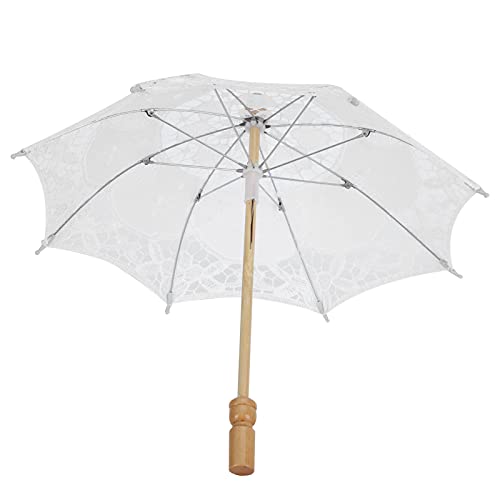 LUCKDANO Weißer Regenschirm, Spitzenschirme für Tee Party Spitzen Parasol Foto Parasol Vintage Hochzeit Brautschirm für Dekoration Foto Dame Kostüm 1920er Jahre Party (WHITE) von LUCKDANO