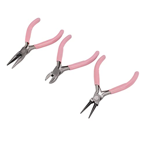 Schmuckzellen Set, Runde Nasenzange für Schmuckzuarbeiten für Kohlenstoffstahl Robuste Zangen Set 3PCS Pink Schmuck Zange Runde Nadel Diagonale Nasen Schmuck Zange für Schmuckzellen Set, Runde Nasenzange für Schmuckzuarbeiten für Kohlenstoffstahl Robuste Zangen Set 3PCS Pink Schmuck Zange Runde Nadel Diagonale Nasen Schmuck Zange für von LUCKDANO