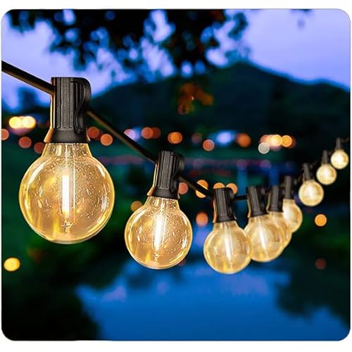 LUCKFEN Lichterkette außen Strom Outdoor 16.7M-55FT 25+2 G40 Glühbirnen Plastik Beleuchtung IP44 Wasserdicht Innen/Außen Lichterketten warmweiß für Garten Balkon Pavillon Terrasse Vorzelt Grill Party von LUCKFEN