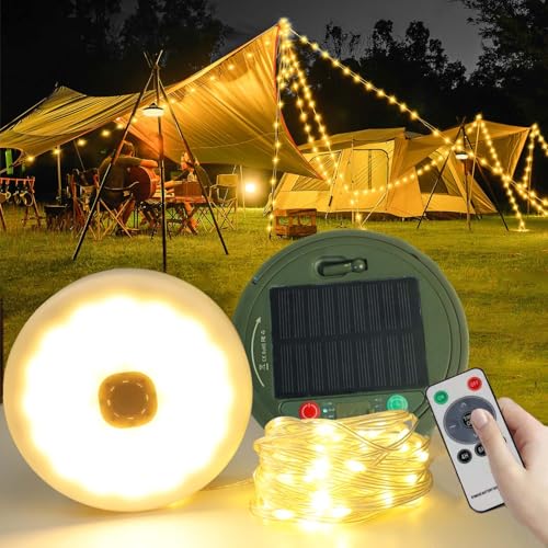 LUCKFEN Camping Lichterkette Aufrollbar Solar mit 8 Beleuchtungsmoden, Fernsteuerung, Timer-Funktion,Camping Lichterkette Außen USB Aufladungfür Camping, Garten, Wandern LUCKFEN Camping Lichterkette Aufrollbar Solar mit 8 Beleuchtungsmoden, Fernsteuerung, Timer-Funktion,Camping Lichterkette Außen USB Aufladungfür Camping, Garten, Wandern von LUCKFEN
